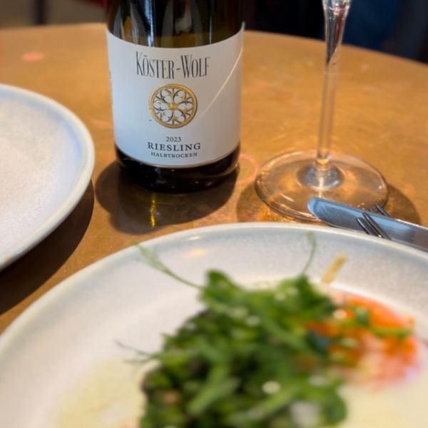 The Perfect Pair: Pork schnitzel with red onion slaw, fried egg and chimichurri & Köster-Wolf, Riesling